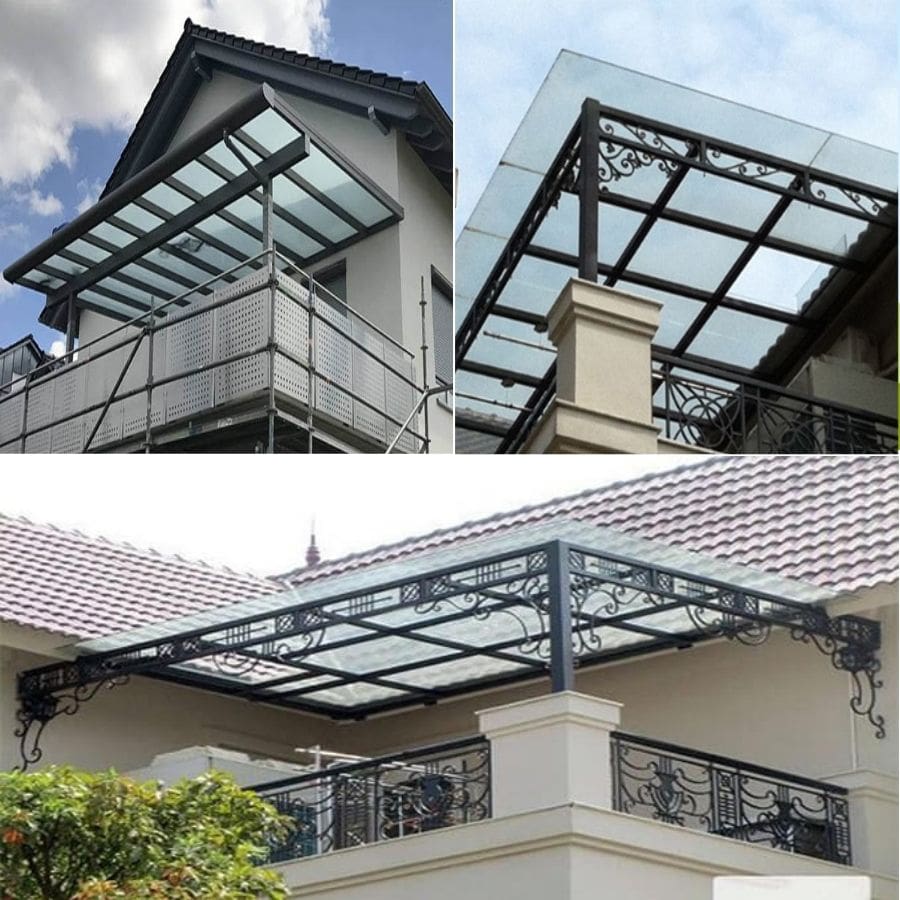 Mái che san thượng bằng kính cường lực tại Phú Mỹ bà Rịa
