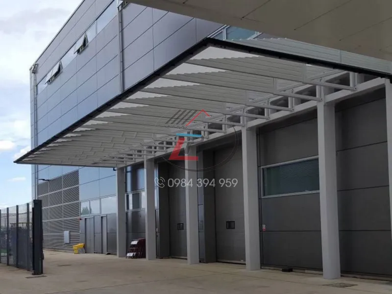 ứng dụng của mái canopy khi làm nhà thép tiền chế