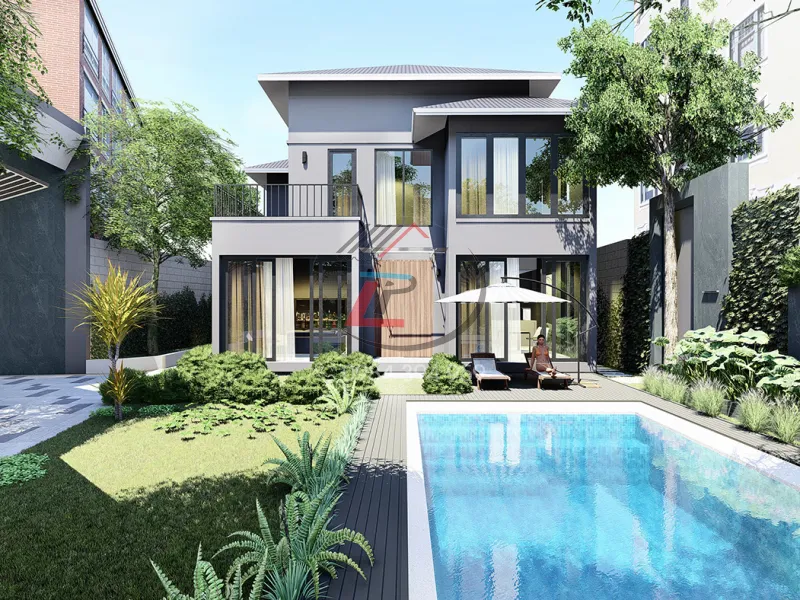 Nhà tiền chế mai thái sân vườn