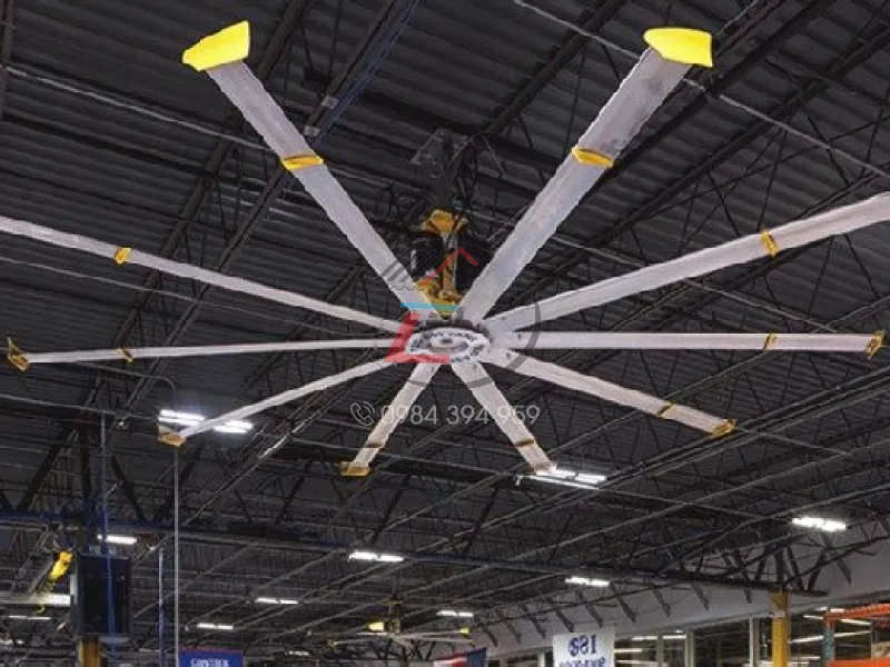 Quạt công nghiệp HVLS lắp đặt trong nhà xưởng tại KCN Phú Mỹ Bà Rịa Vũng Tàu