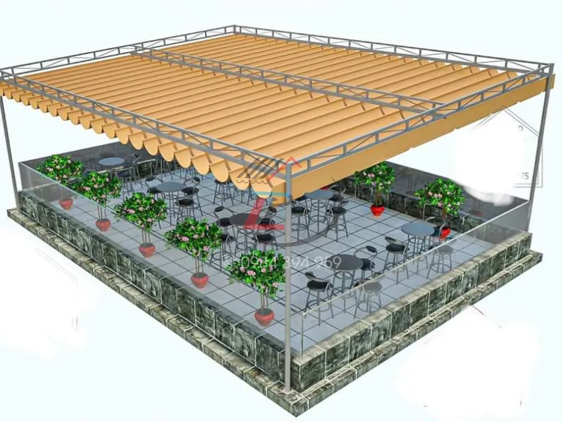 Mái che quán cafe trên sân thượng