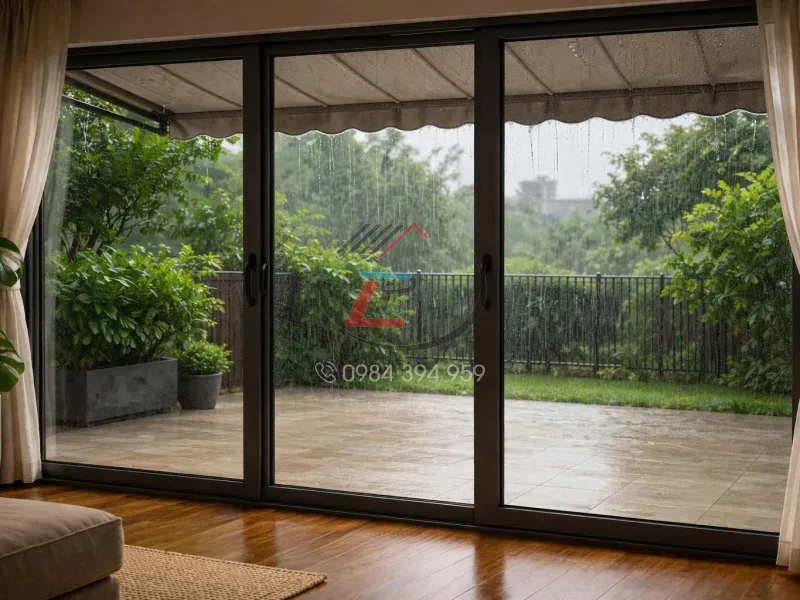 Mái che tránh mưa hắt vào cửa