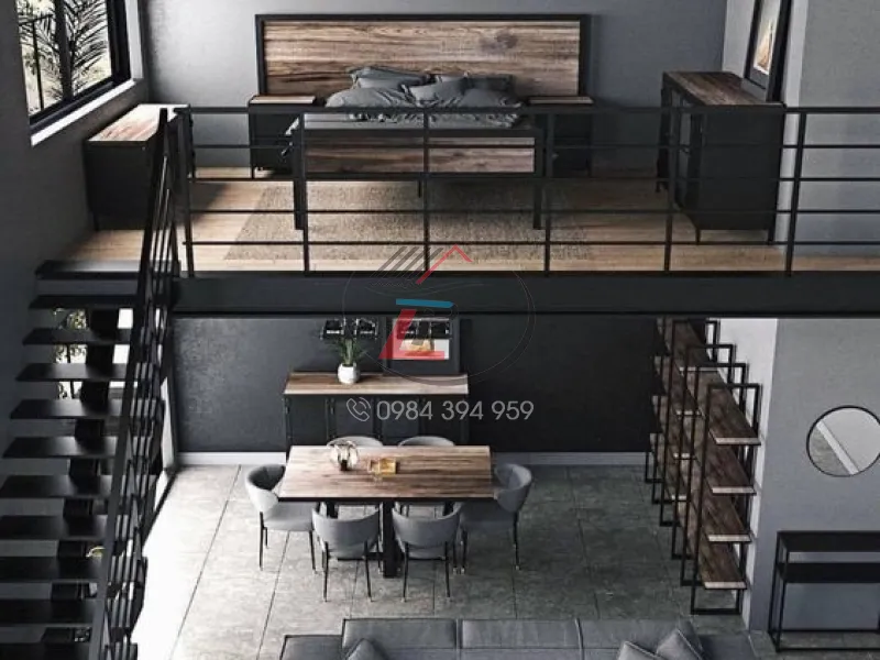 Nhà tiền chế gác lửng mang phong cách công nghiệp