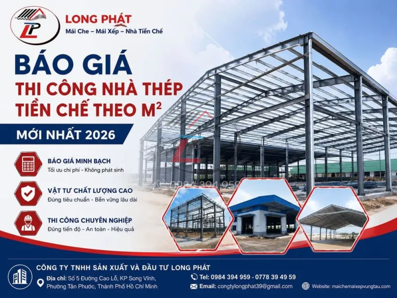 Báo giá thi công nhà thép tiền chế theo m2